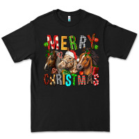 Black Merry christmas horses Premium Tee - FaDigitalArtStudio
