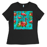 Black flamingo seamless pattern Ladies Tee - HRA Design Shop