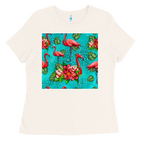 Bone flamingo seamless pattern Ladies Tee - HRA Design Shop
