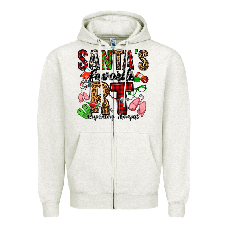 Santa's Favorite Rt Respiratory Therapist Zipper Hoodie by Jasminsmagicworld | Teevron