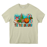 Mossy Tis The Season Christmas With Basketball And Candy Cane Heavy Core Tee - FaDigitalArtStudio