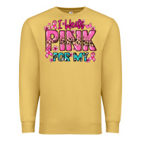 Antique Gold I wear pink for my custom name Cancer Awareness Premium Sweatshirt - HowdyJamesFarm
