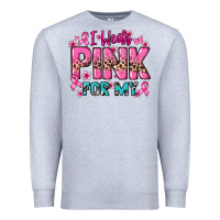 Heather Grey I wear pink for my custom name Cancer Awareness Premium Sweatshirt - HowdyJamesFarm