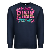 Navy I wear pink for my custom name Cancer Awareness Premium Sweatshirt - HowdyJamesFarm