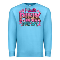 Ocean Blue I wear pink for my custom name Cancer Awareness Premium Sweatshirt - HowdyJamesFarm