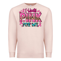 Pale Pink I wear pink for my custom name Cancer Awareness Premium Sweatshirt - HowdyJamesFarm