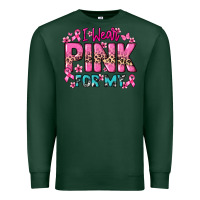 Sports Green I wear pink for my custom name Cancer Awareness Premium Sweatshirt - HowdyJamesFarm