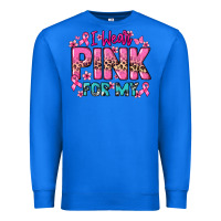 True Royal I wear pink for my custom name Cancer Awareness Premium Sweatshirt - HowdyJamesFarm