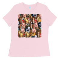 Bubblegum Pink western farm animals seamless pattern Ladies Tee - HRA Design Shop