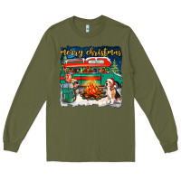 Army Green merry christmas with camper van Long Sleeve Tee - NancyCooperArtShop