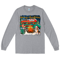 Heather Grey merry christmas with camper van Long Sleeve Tee - NancyCooperArtShop