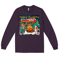 Plum merry christmas with camper van Long Sleeve Tee - NancyCooperArtShop