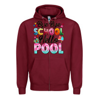 Burgundy bye bye school hello pool Zipper Hoodie - BarkalooDesign
