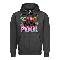 Charcoal Heather bye bye school hello pool Zipper Hoodie - BarkalooDesign