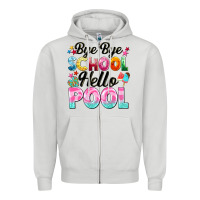 Dove Grey bye bye school hello pool Zipper Hoodie - BarkalooDesign