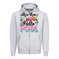 Heather Grey bye bye school hello pool Zipper Hoodie - BarkalooDesign