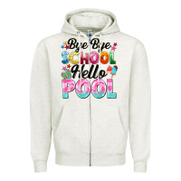 Oatmeal Heather bye bye school hello pool Zipper Hoodie - BarkalooDesign