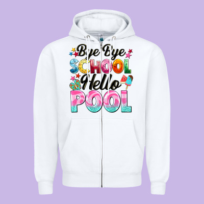 Bye Bye School Hello Pool Zipper Hoodie Designed By Barkaloodesign