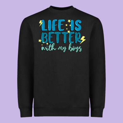 Life Is Better With My Boys Heavyweight Sweatshirt Designed By Maliassmallbusiness