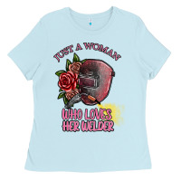 Baby Blue just a woman who loves her welder Ladies Tee - SublimationCraftShop