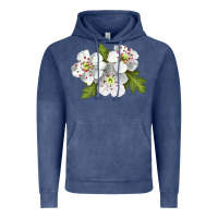 Vintage Denim Hawthorn Flower Illustrations Vintage Hoodie - LillyAllenDesigns
