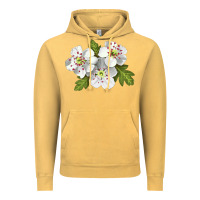 Vintage Mustard Hawthorn Flower Illustrations Vintage Hoodie - LillyAllenDesigns