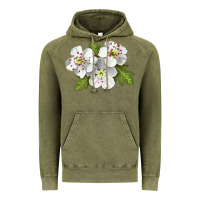 Vintage Olive Hawthorn Flower Illustrations Vintage Hoodie - LillyAllenDesigns