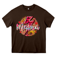 Chocolate Brown mama lighting bolt Heavy Core Tee - RacoonDesign