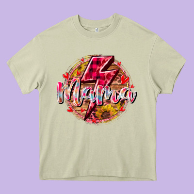 Mama Lighting Bolt Heavy Core Tee Designed By Racoondesign
