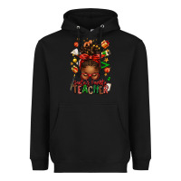 Black santa's favorite teacher afro messy bun Heavyweight Hoodie - texasbilliewilder