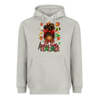 Moon Dust santa's favorite teacher afro messy bun Heavyweight Hoodie - texasbilliewilder
