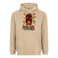 Mushroom santa's favorite teacher afro messy bun Heavyweight Hoodie - texasbilliewilder