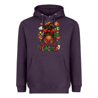 Plum santa's favorite teacher afro messy bun Heavyweight Hoodie - texasbilliewilder