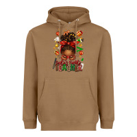 Toasted Coconut santa's favorite teacher afro messy bun Heavyweight Hoodie - texasbilliewilder