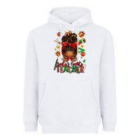 White santa's favorite teacher afro messy bun Heavyweight Hoodie - texasbilliewilder