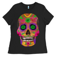 Black sugar skull Ladies Tee - FaDigitalArtStudio