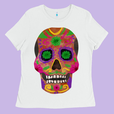 Sugar Skull Ladies Tee Designed By Fadigitalartstudio