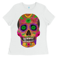 White sugar skull Ladies Tee - FaDigitalArtStudio
