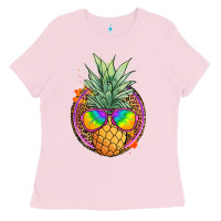 Bubblegum Pink pineapple and glasses Ladies Tee - JahusDesignShop