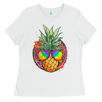 White pineapple and glasses Ladies Tee - JahusDesignShop