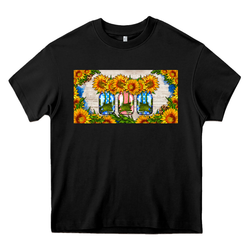 American Mason Jar Sunflower License Plate Heavy Core Tee by HRA Design Shop | Teevron