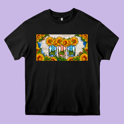 American Mason Jar Sunflower License Plate Heavy Core Tee Designed By Hra Design Shop