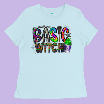 Basic Witch Ladies Tee Designed By Cowhidedigitalart