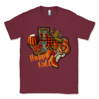 Burgundy happy fall texas Classic Tee - CowhideDigitalArt