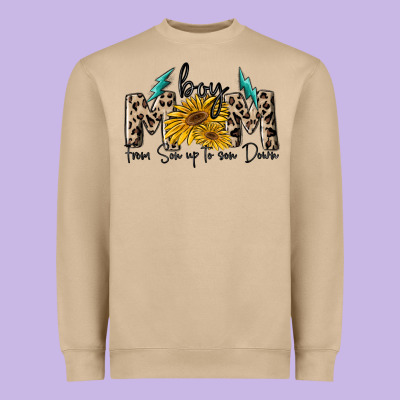 Boy Mom From Son Up To Sun Down Heavyweight Sweatshirt Designed By Maliassmallbusiness