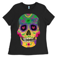 Black sugar skull Ladies Tee - FaDigitalArtStudio