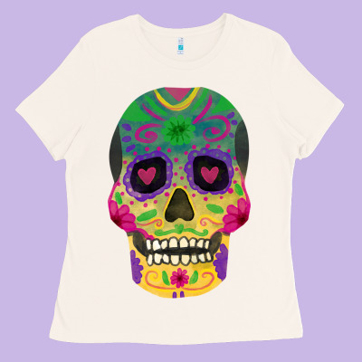 Sugar Skull Ladies Tee Designed By Fadigitalartstudio
