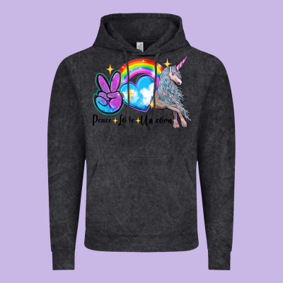 Peace Love Unicorn Vintage Hoodie Designed By Lillyallendesigns