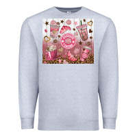 Heather Grey cafecito y chisme with leopard tumbler tbs Premium Sweatshirt - TumblerDesignByShophia