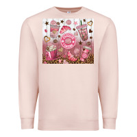 Pale Pink cafecito y chisme with leopard tumbler tbs Premium Sweatshirt - TumblerDesignByShophia